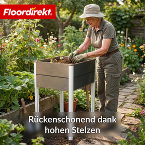 Podwyższona grządka WPC | Salina | Antracyt | Grządka na nogach 60 x 50 x 90 cm | Odporna na warunki atmosferyczne & łatwa w pielęgnacji