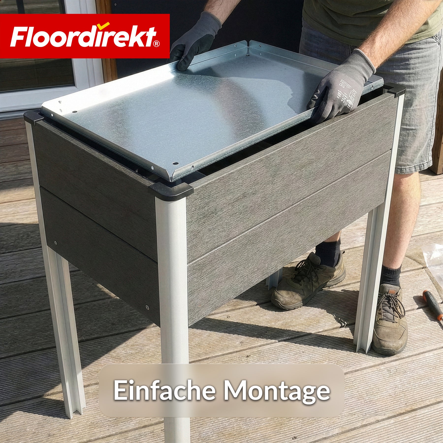 Podwyższona grządka WPC | Salina | Antracyt | Grządka na nogach 60 x 50 x 90 cm | Odporna na warunki atmosferyczne & łatwa w pielęgnacji