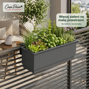 Skrzynka balkonowa | Viola | Metalowa skrzynka balkonowa z tacką ociekową na balkon i balustradę