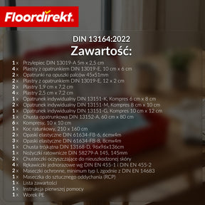 Apteczka samochodowa DIN 13164:2022 | Zestaw pierwszej pomocy do samochodu osobowego | Apteczka do auta zgodna z obowiązkowym wyposażeniem pojazdu