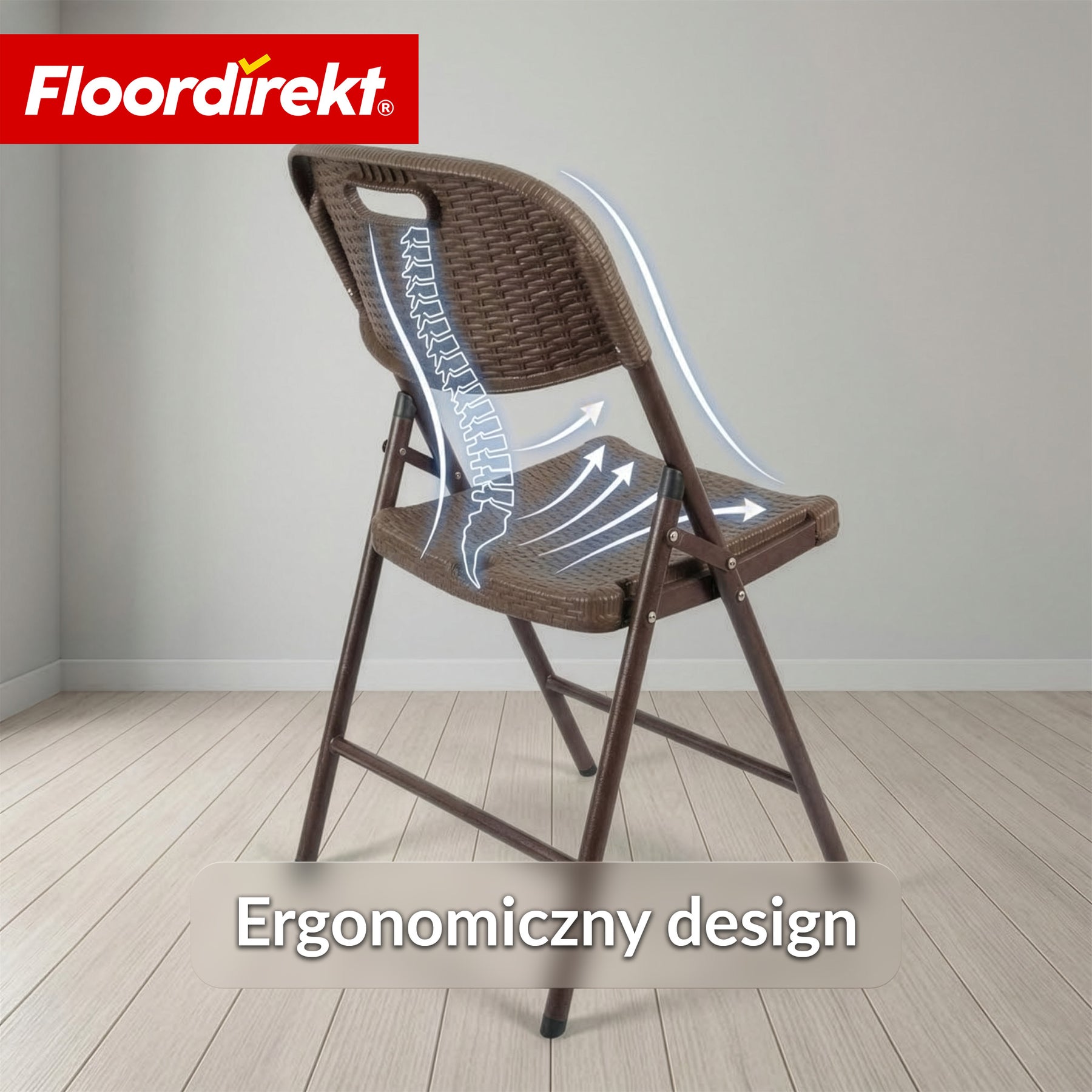 Krzesło składane 2-częściowy zestaw | Niigata | Brązowe krzesło ogrodowe składane w stylu rattanowym