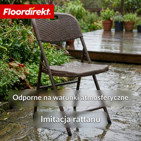 Krzesło składane 2-częściowy zestaw | Niigata | Brązowe krzesło ogrodowe składane w stylu rattanowym