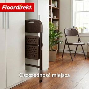 Krzesło składane 2-częściowy zestaw | Niigata | Brązowe krzesło ogrodowe składane w stylu rattanowym