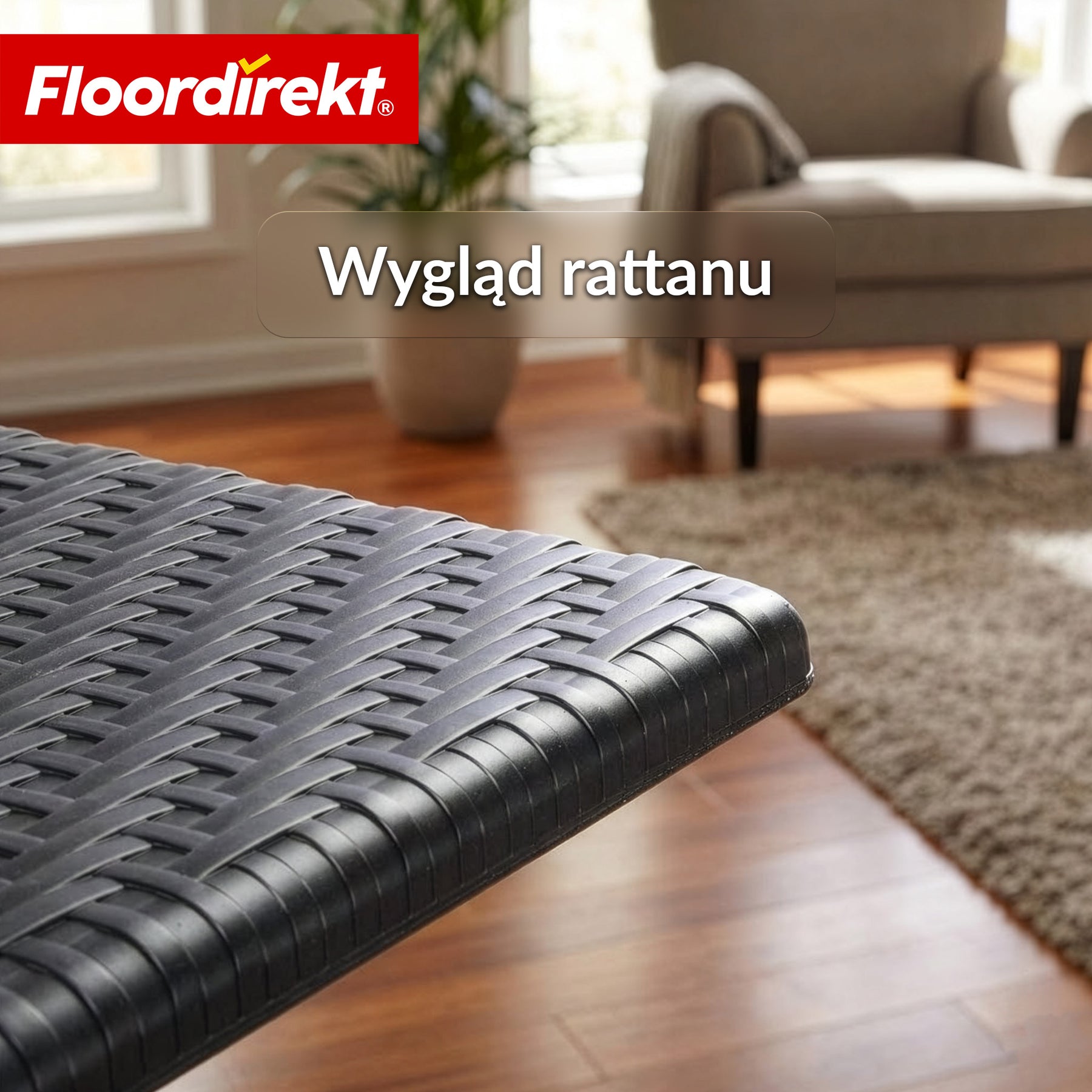 Stół składany | Kobe | Czarny stół ogrodowy składany w stylu rattanowym | 60 × 60 cm