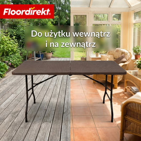 Stół ogrodowy | Miyako | Odporny na warunki atmosferyczne stół składany 183×75 cm | Składany z uchwytem do przenoszenia do ogrodu, na taras i eventy