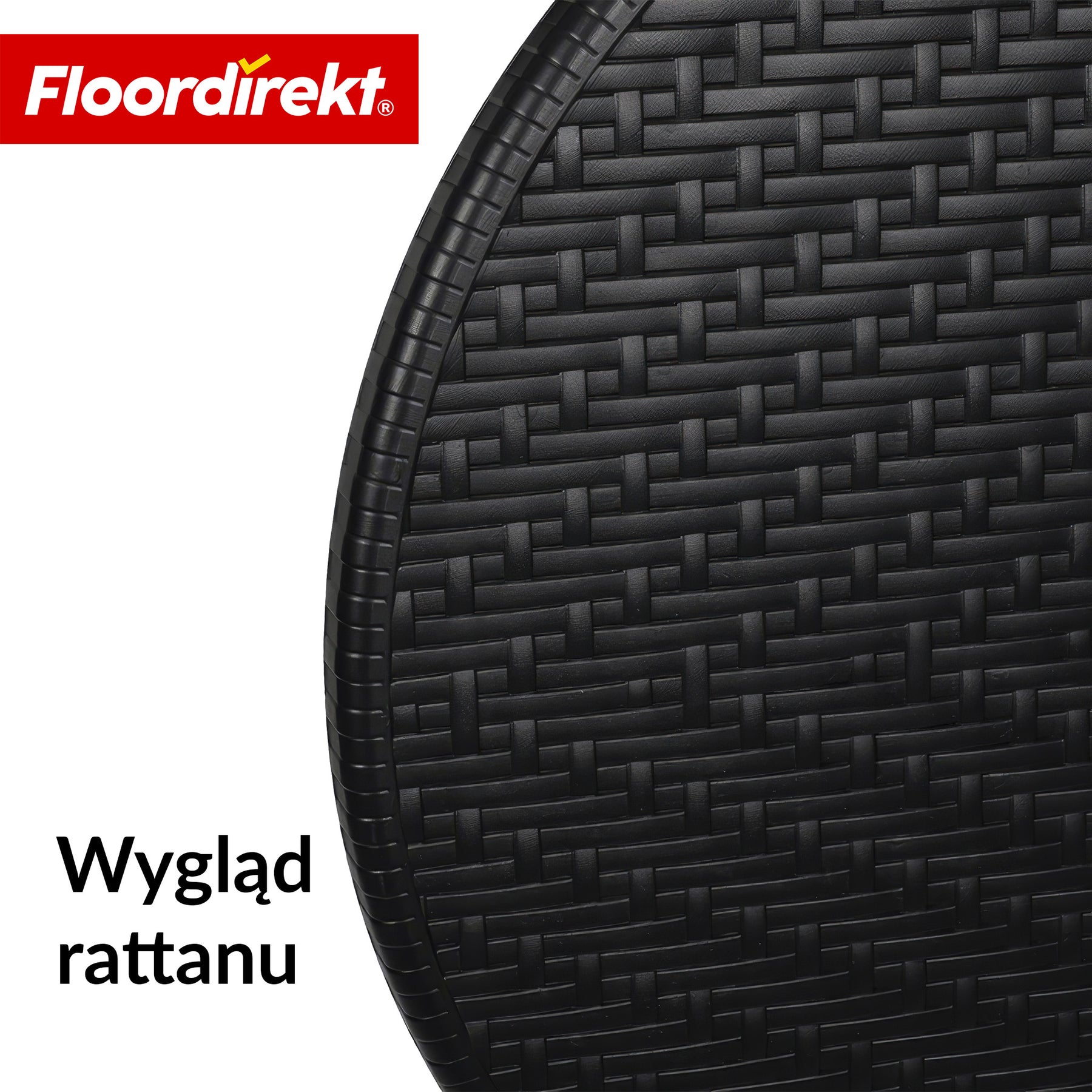 Stół składany | Toyama | Okrągły, składany stół ogrodowy w stylu rattanowym, czarny | Ø 60 cm