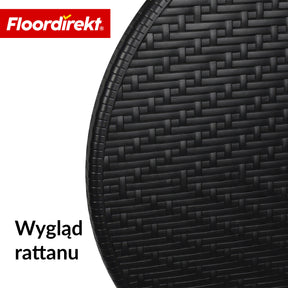 Stół składany | Toyama | Okrągły, składany stół ogrodowy w stylu rattanowym, czarny | Ø 60 cm