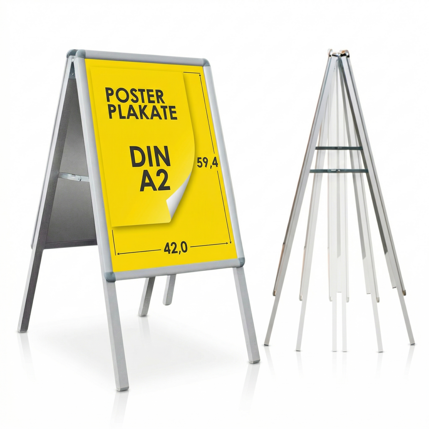 Potykacz reklamowy | DIN A1 & A2 | Dwustronny stojak reklamowy z aluminium