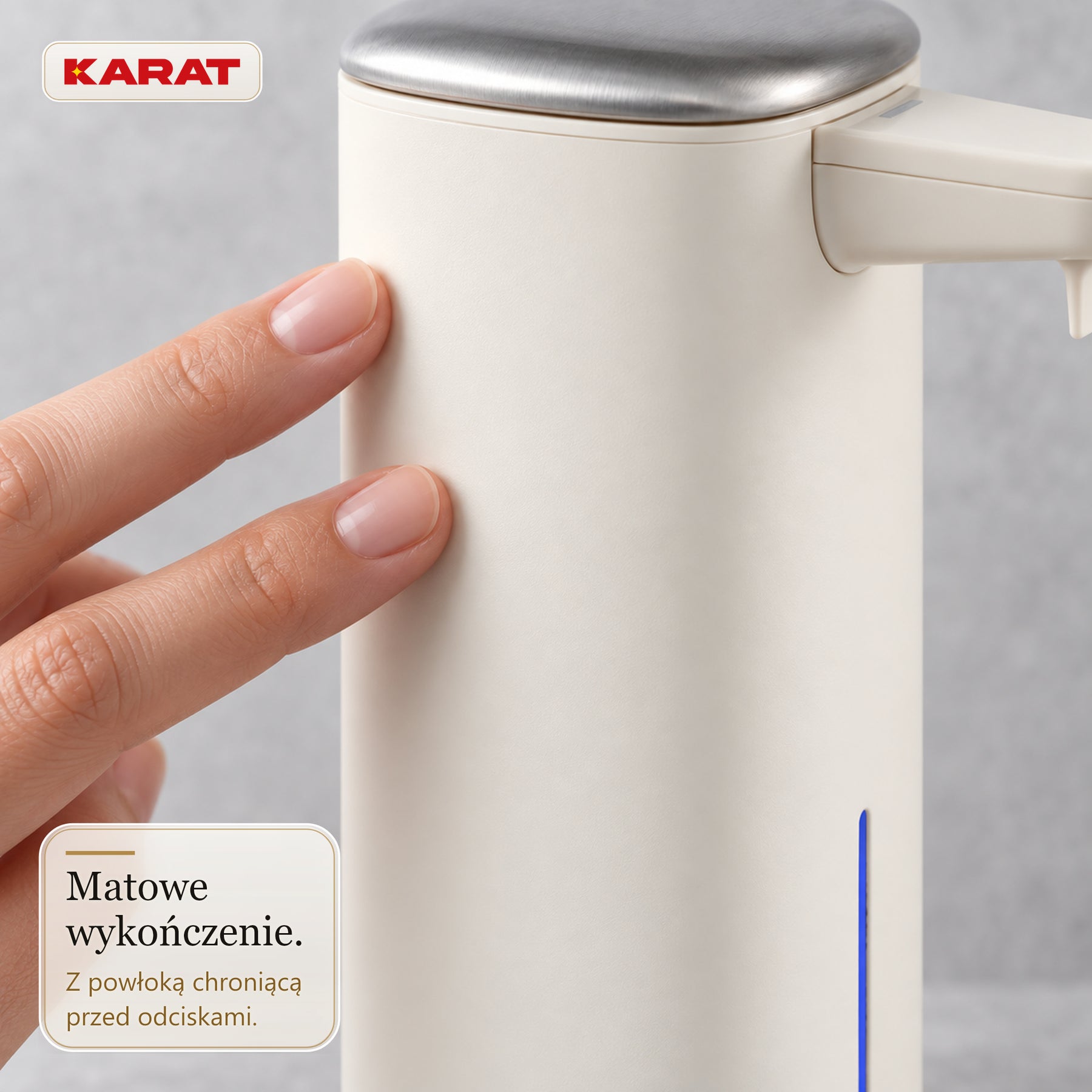 Automatyczny dozownik mydła w pianie | Liora | Bezdotykowy dozownik z czujnikiem, akumulatorem USB-C i stalą nierdzewną | 250 ml