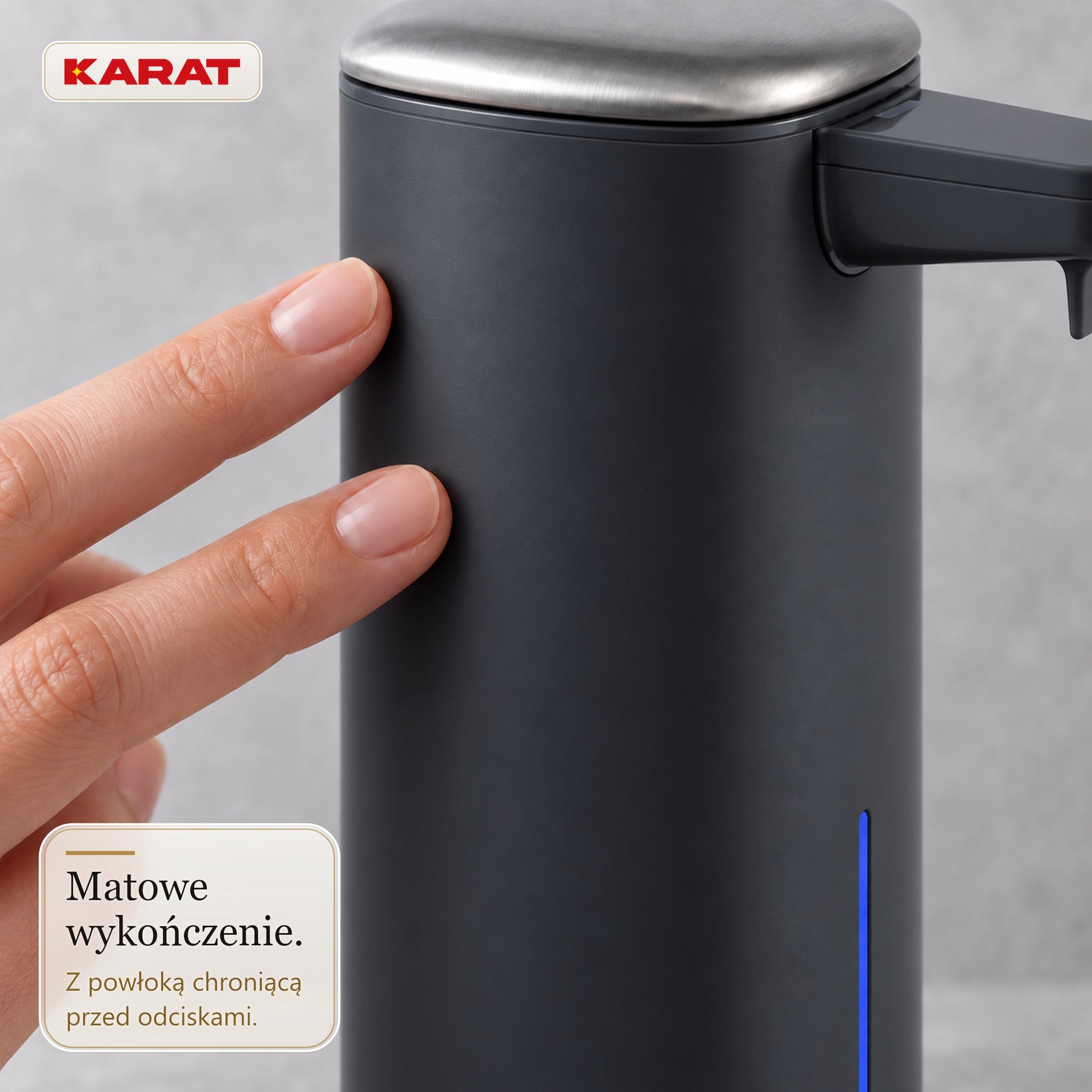 Automatyczny dozownik mydła w pianie | Liora | Bezdotykowy dozownik z czujnikiem, akumulatorem USB-C i stalą nierdzewną | 250 ml