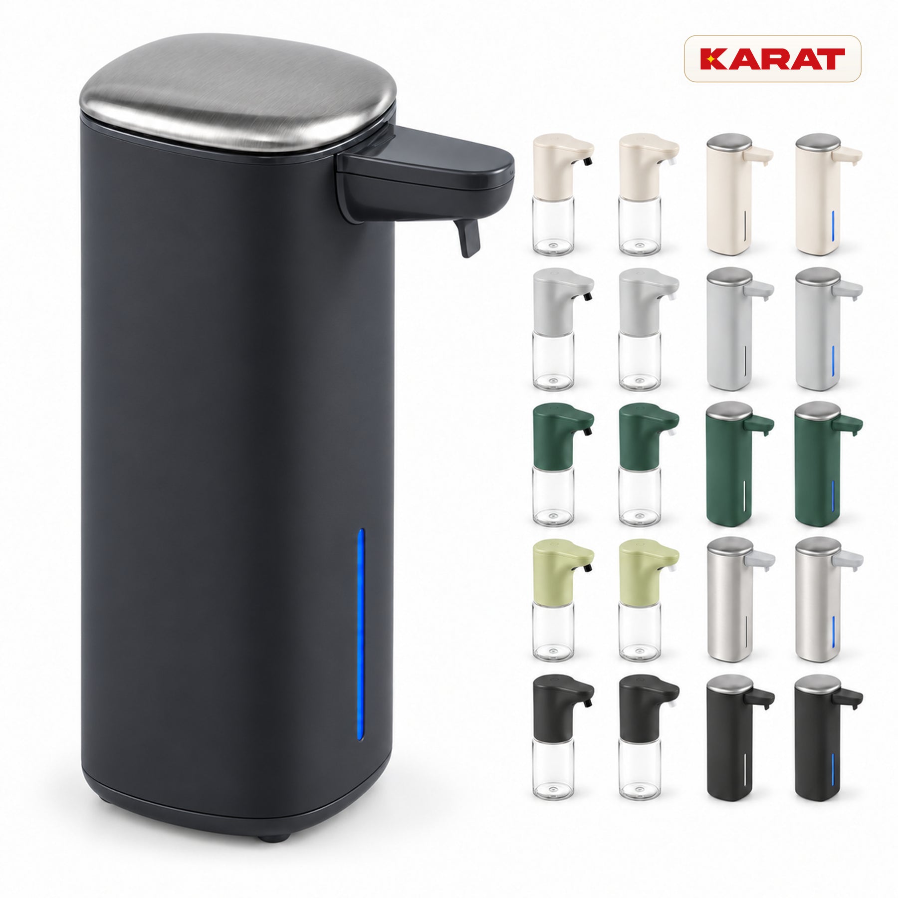 Automatyczny dozownik mydła w pianie | Liora | Bezdotykowy dozownik z czujnikiem, akumulatorem USB-C i stalą nierdzewną | 250 ml