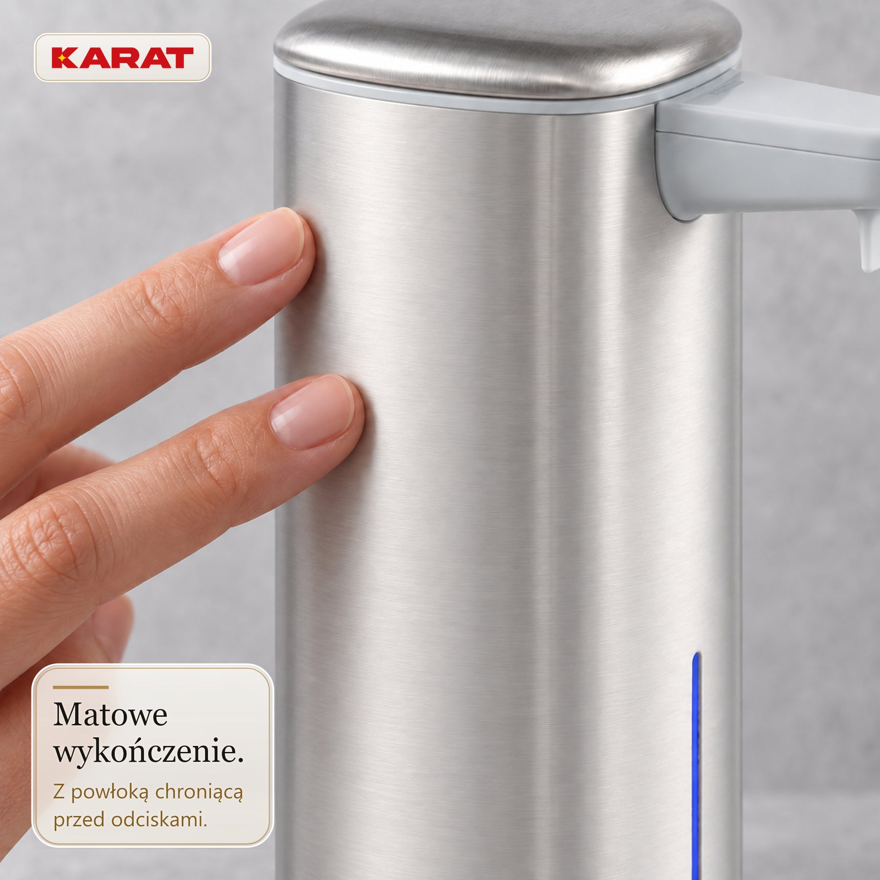 Automatyczny dozownik mydła w pianie | Liora | Bezdotykowy dozownik z czujnikiem, akumulatorem USB-C i stalą nierdzewną | 250 ml