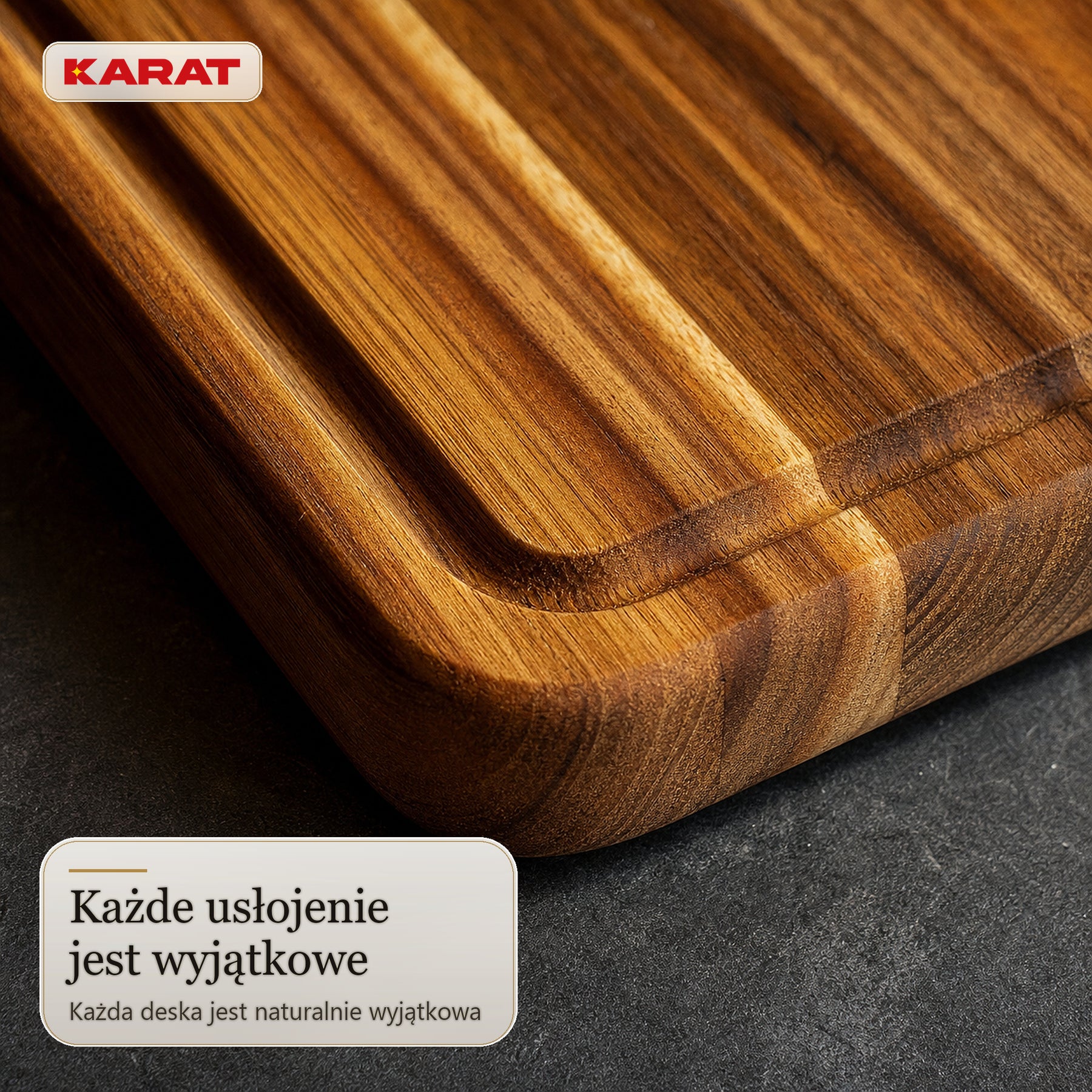 Deska do krojenia | Maison Teak Edge Grain | Lite drewno tekowe z rowkiem na soki & uchwytami | 3 rozmiary