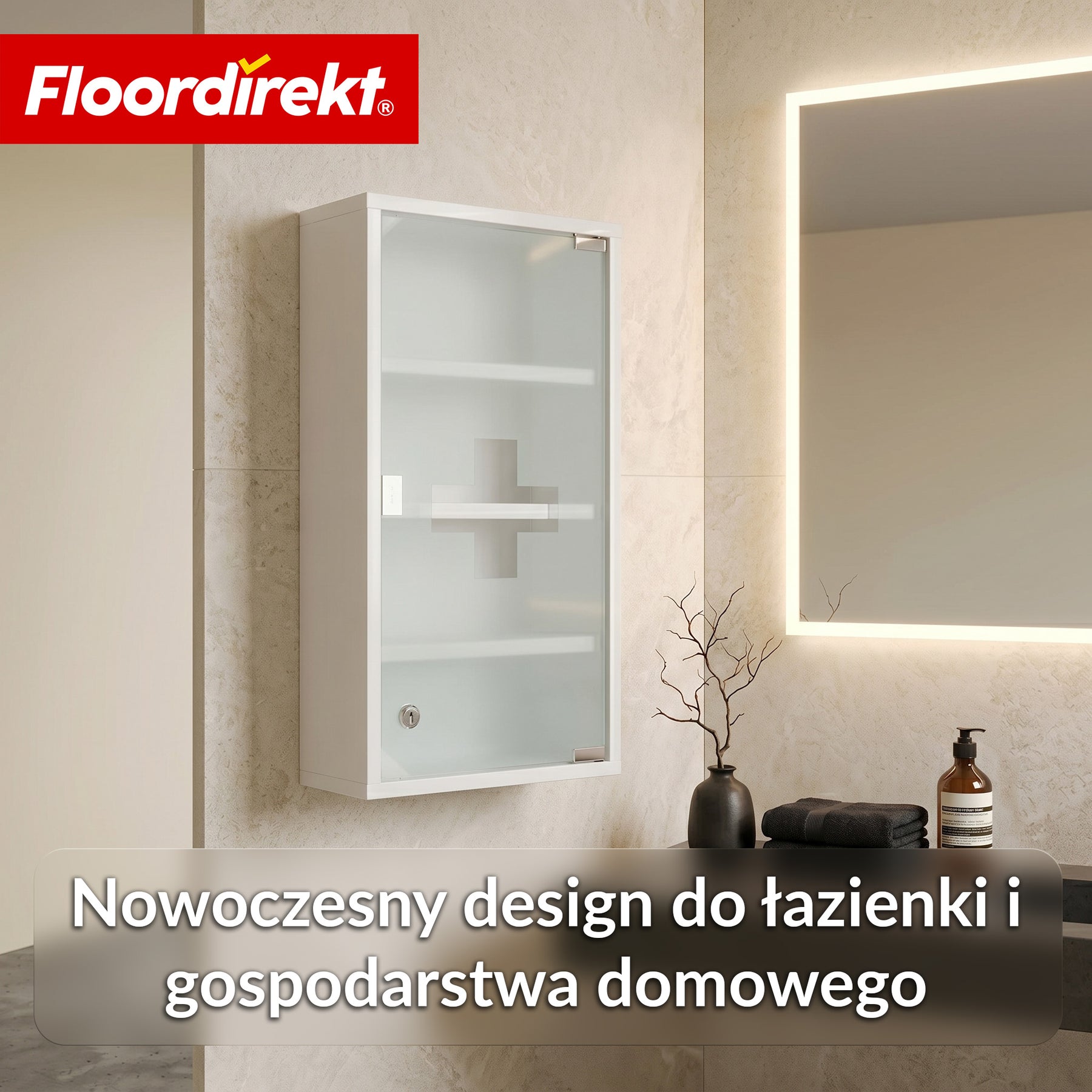 Szafka na leki | Allen | Zamykana szafka medyczna ze stali nierdzewnej lub biała malowana proszkowo | Szafka na leki z drzwiczkami szklanymi