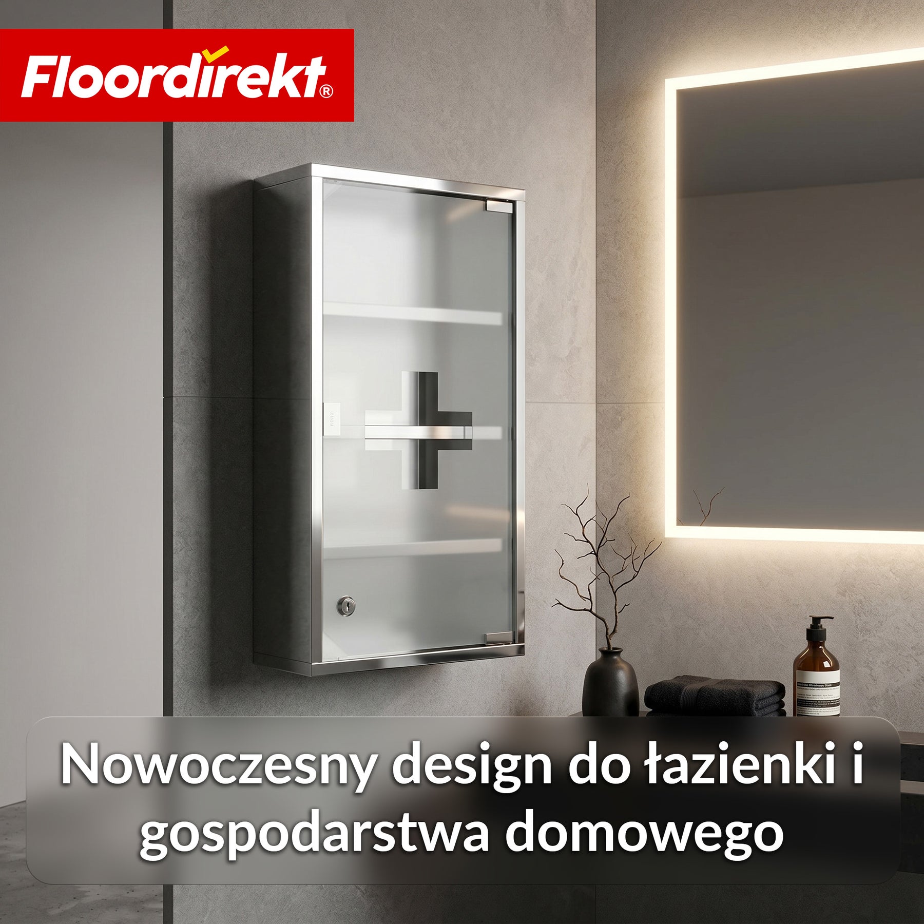 Szafka na leki | Allen | Zamykana szafka medyczna ze stali nierdzewnej lub biała malowana proszkowo | Szafka na leki z drzwiczkami szklanymi