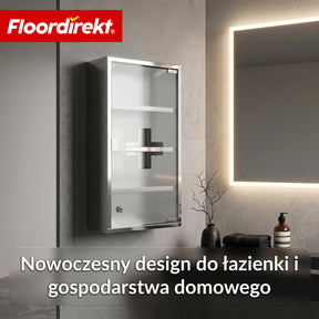 Szafka na leki | Allen | Zamykana szafka medyczna ze stali nierdzewnej lub biała malowana proszkowo | Szafka na leki z drzwiczkami szklanymi