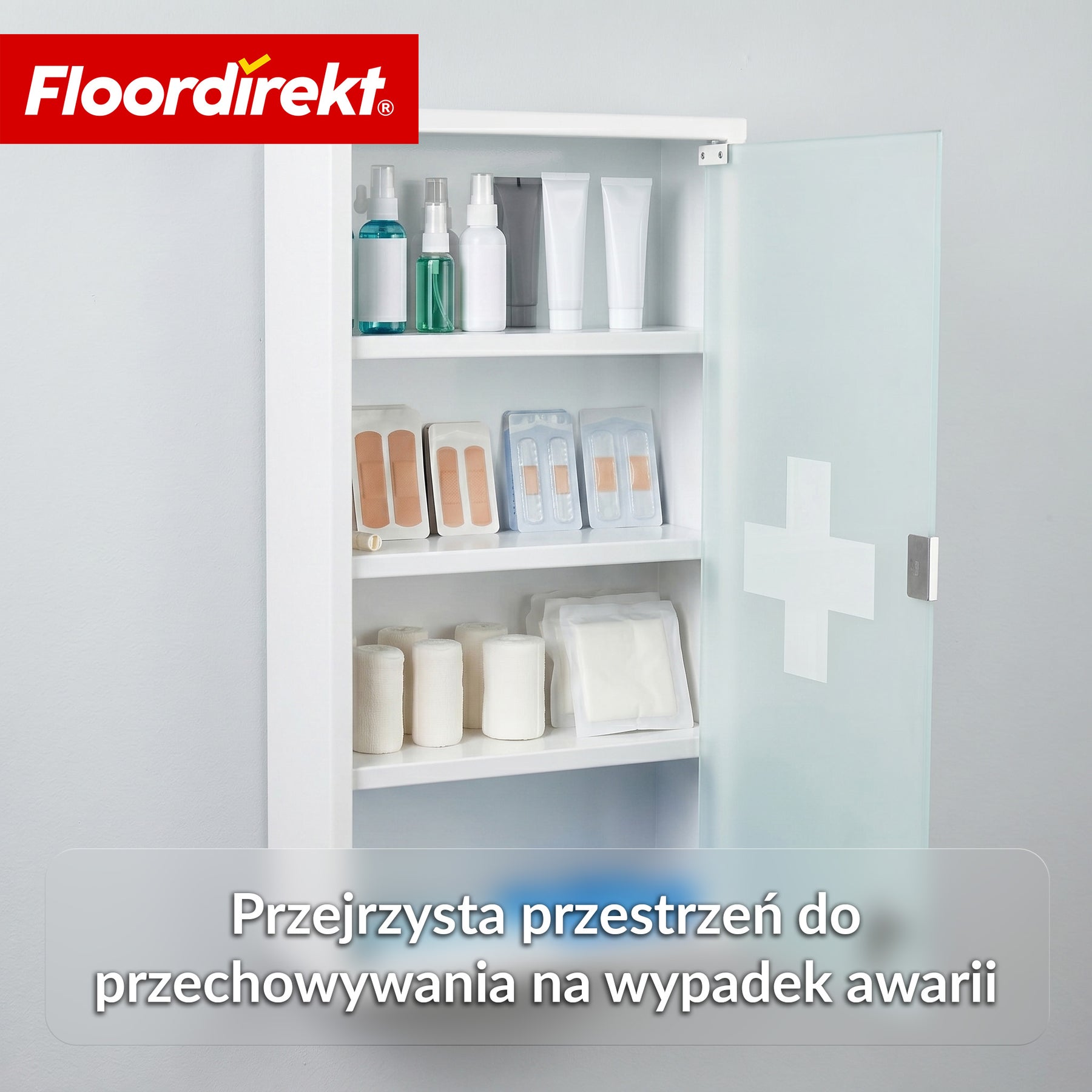 Szafka na leki | Allen | Zamykana szafka medyczna ze stali nierdzewnej lub biała malowana proszkowo | Szafka na leki z drzwiczkami szklanymi