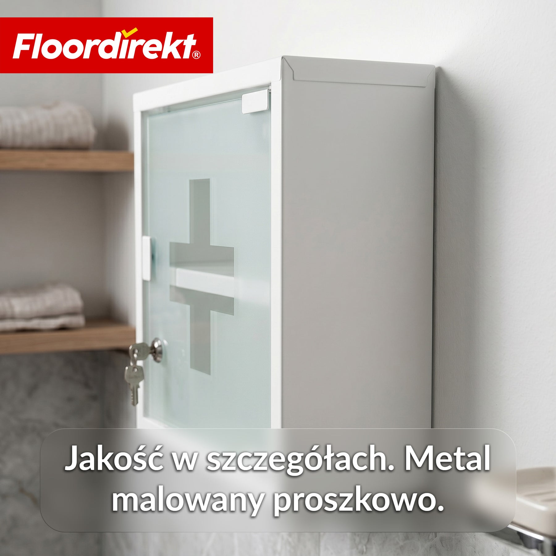 Szafka na leki | Allen | Zamykana szafka medyczna ze stali nierdzewnej lub biała malowana proszkowo | Szafka na leki z drzwiczkami szklanymi