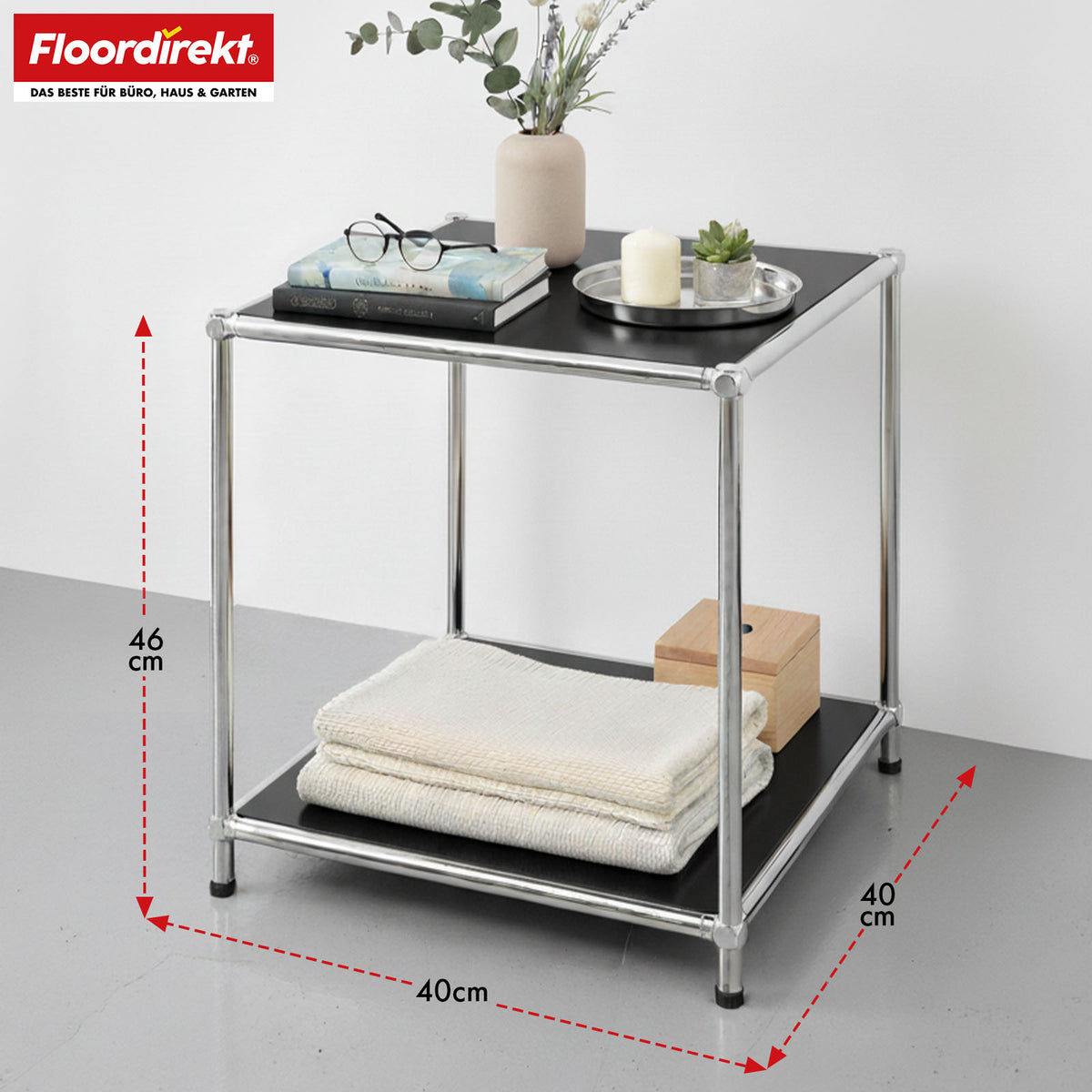Regał metalowy | Concept Epure MK-012 | Otwarty regał pomocniczy i do przechowywania z 2 półkami | Dostępny w kilku kolorach