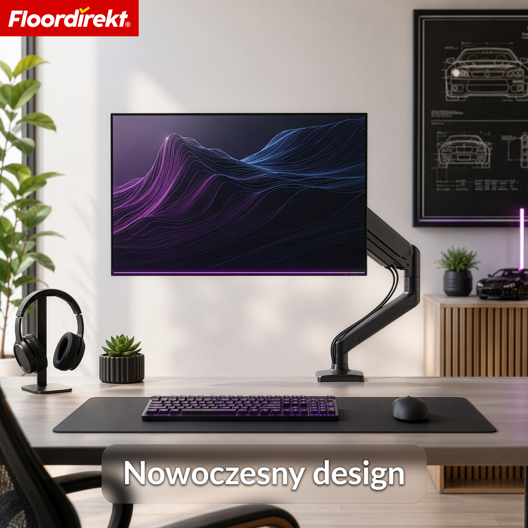 F5_Czarny - Stojak na 1 monitor