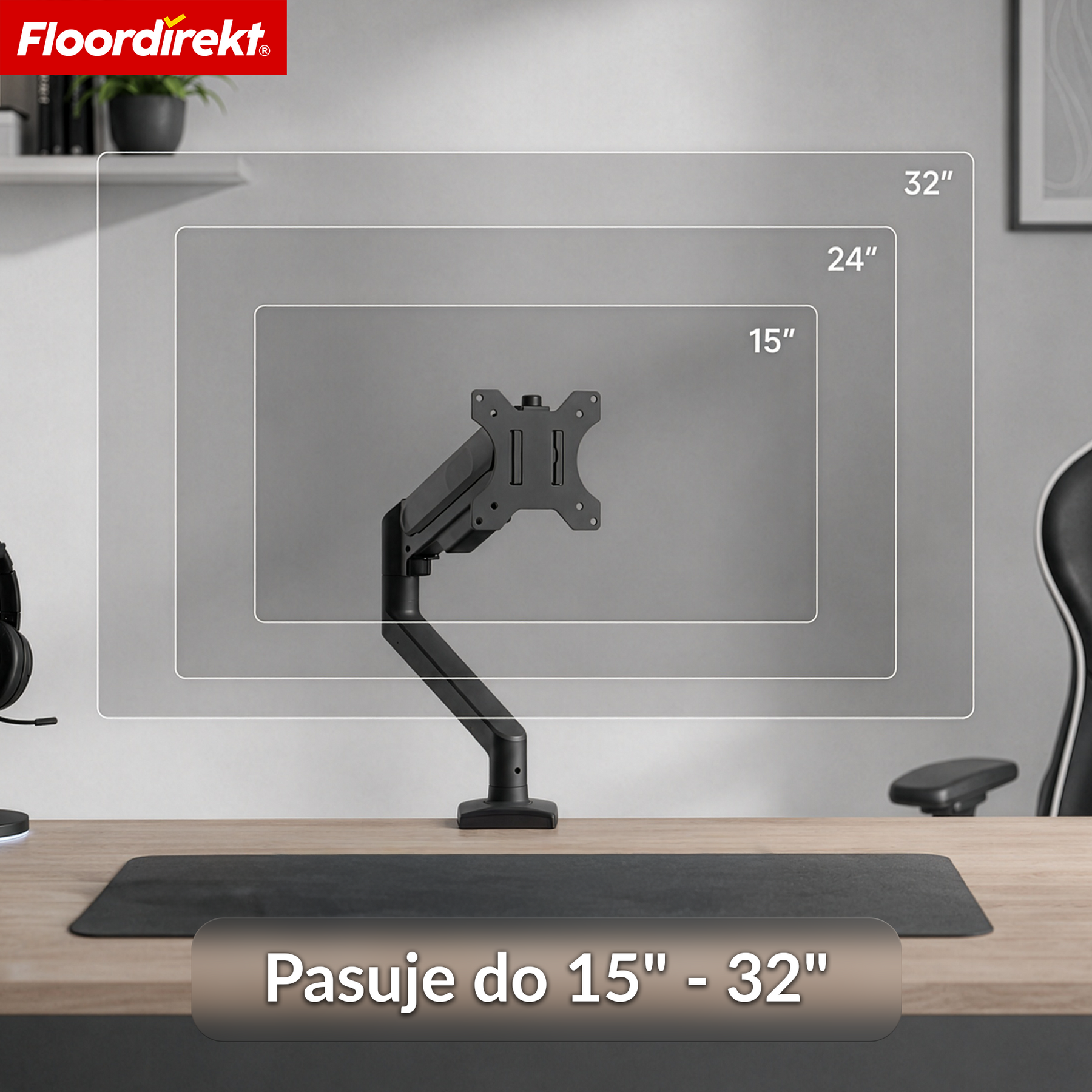 F6_Czarny - Stojak na 1 monitor