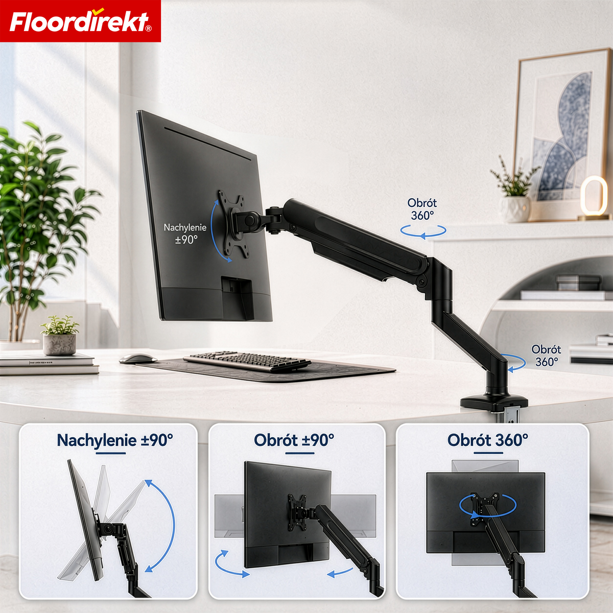 A1_Czarny - Stojak na 1 monitor