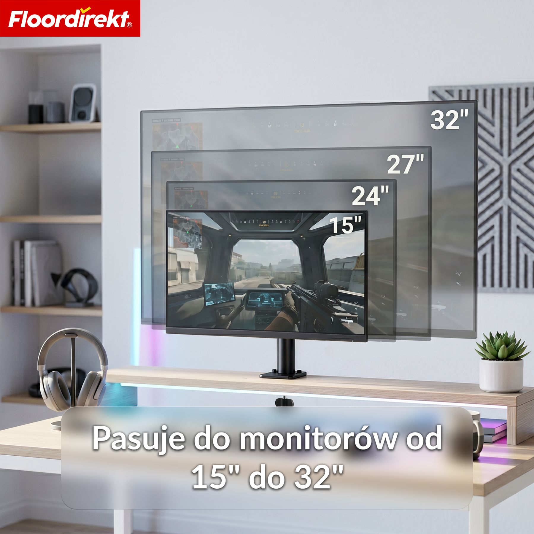 Ramię monitora | Elastycznie regulowany uchwyt na monitor z zaciskiem biurkowym do 1 lub 2 monitorów