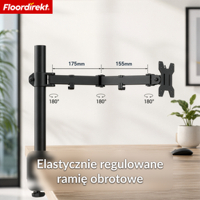 Ramię monitora | Elastycznie regulowany uchwyt na monitor z zaciskiem biurkowym do 1 lub 2 monitorów
