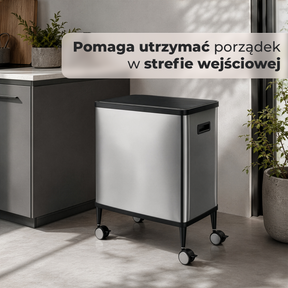 Kosz na śmieci | Tyler | Sensorowy kosz ze stali nierdzewnej | Segregacja odpadów 2 × 24 l | Kółka z hamulcami