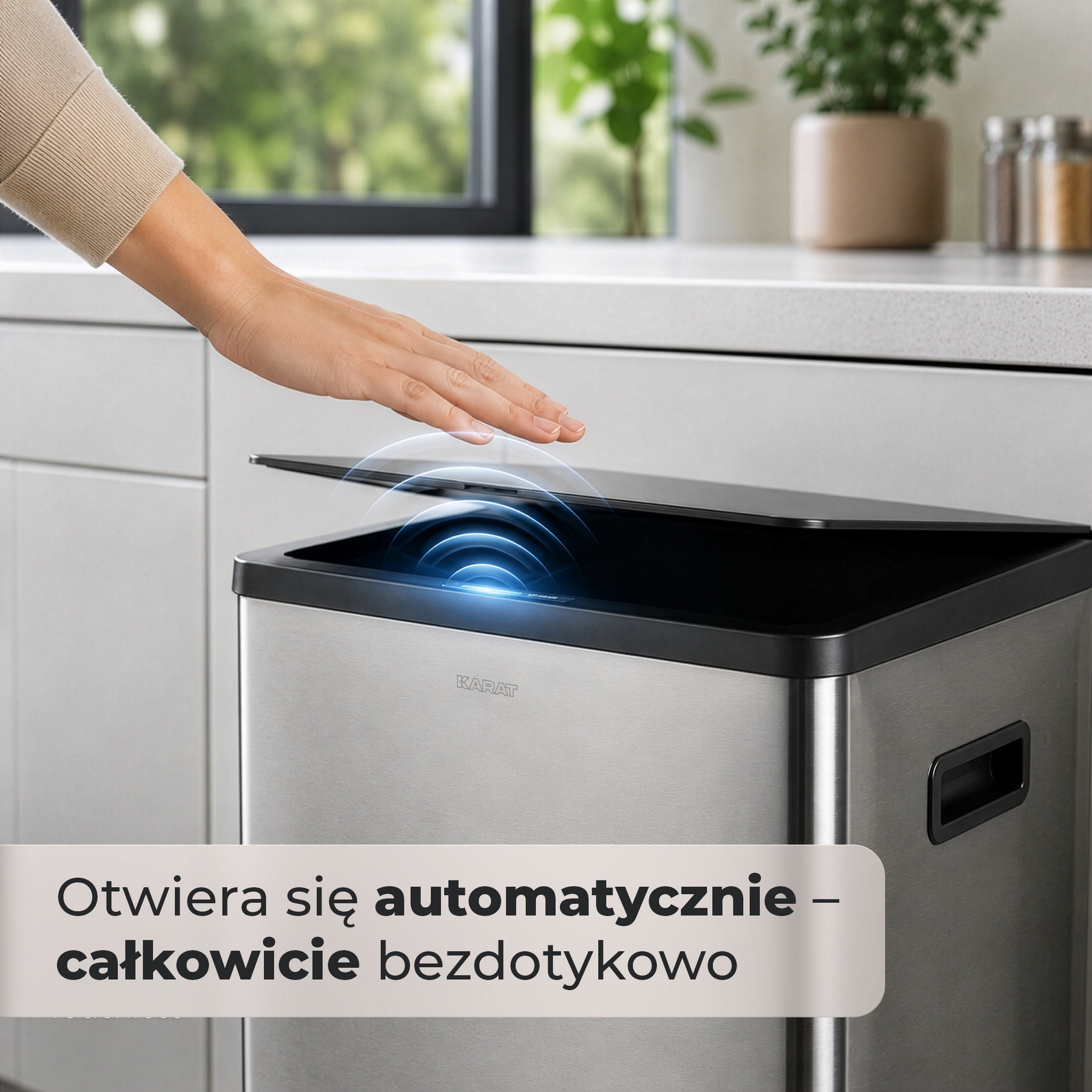 Kosz na śmieci | Tyler | Sensorowy kosz ze stali nierdzewnej | Segregacja odpadów 2 × 24 l | Kółka z hamulcami