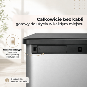 Kosz na śmieci | Tyler | Sensorowy kosz ze stali nierdzewnej | Segregacja odpadów 2 × 24 l | Kółka z hamulcami