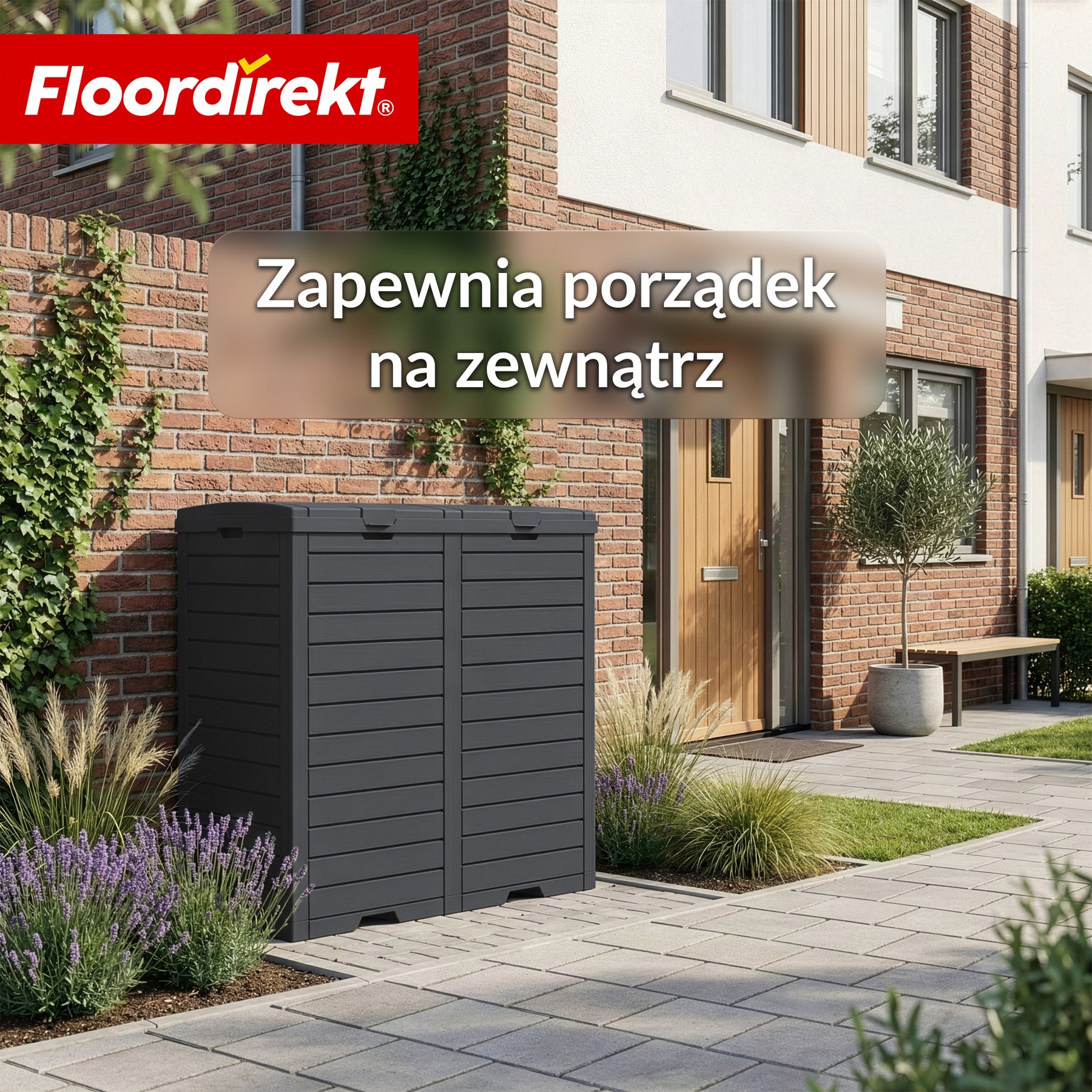 Kosz na śmieci ogrodowy w imitacji drewna | Odporne na warunki atmosferyczne pojemnik na odpady do ogrodu i na taras | 118L / 230L