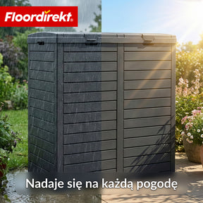 Kosz na śmieci ogrodowy w imitacji drewna | Odporne na warunki atmosferyczne pojemnik na odpady do ogrodu i na taras | 118L / 230L