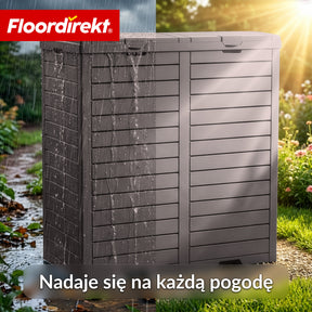 Kosz na śmieci ogrodowy w imitacji drewna | Odporne na warunki atmosferyczne pojemnik na odpady do ogrodu i na taras | 118L / 230L