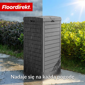 Kosz na śmieci ogrodowy w imitacji drewna | Odporne na warunki atmosferyczne pojemnik na odpady do ogrodu i na taras | 118L / 230L