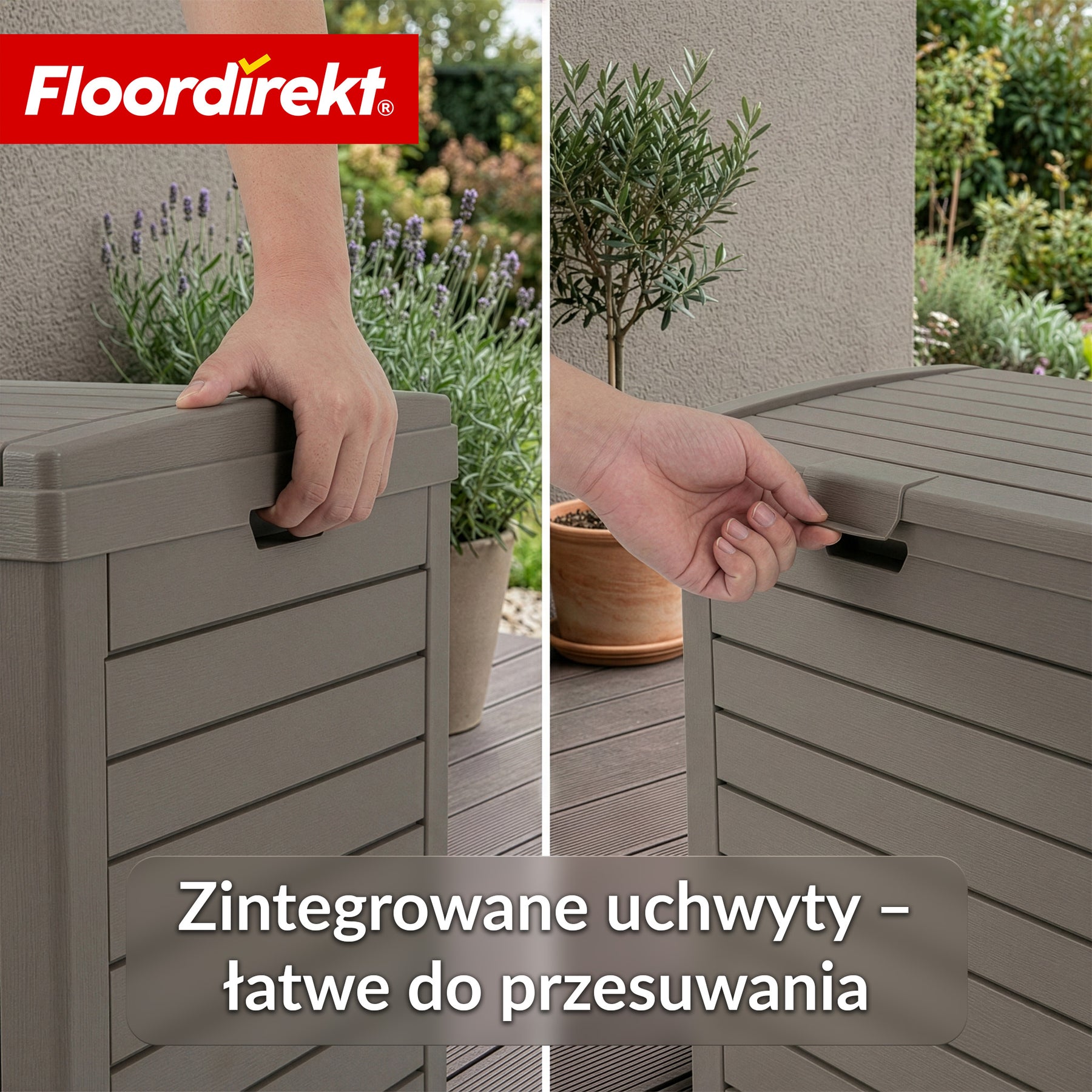 Kosz na śmieci ogrodowy w imitacji drewna | Odporne na warunki atmosferyczne pojemnik na odpady do ogrodu i na taras | 118L / 230L