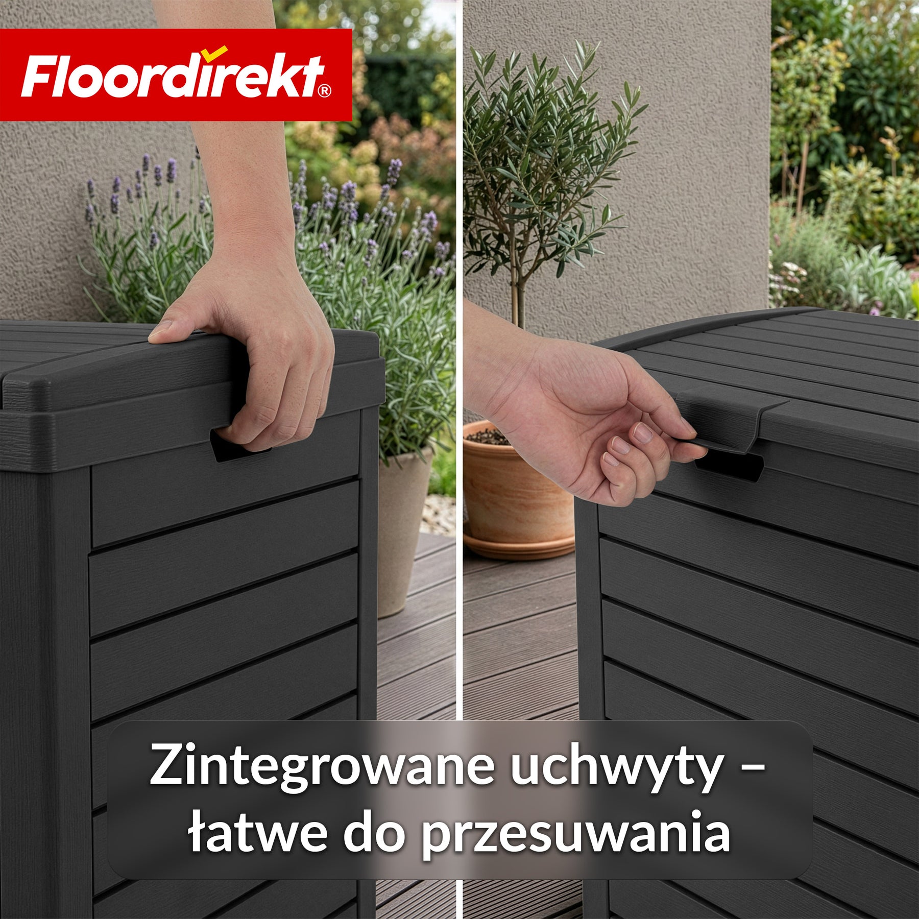 Kosz na śmieci ogrodowy w imitacji drewna | Odporne na warunki atmosferyczne pojemnik na odpady do ogrodu i na taras | 118L / 230L