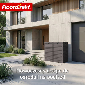 Kosz na śmieci ogrodowy w imitacji drewna | Odporne na warunki atmosferyczne pojemnik na odpady do ogrodu i na taras | 118L / 230L