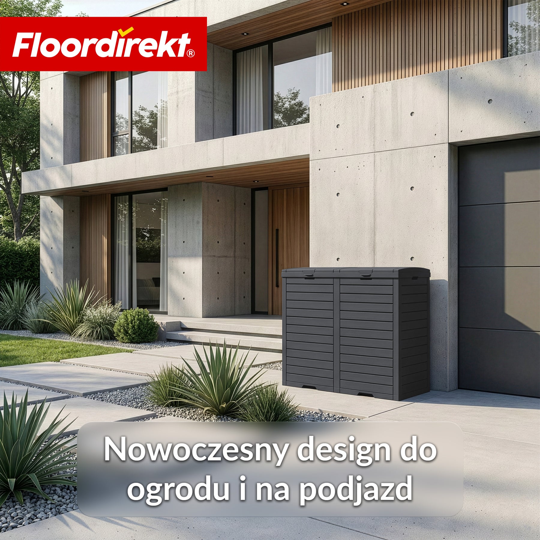 Kosz na śmieci ogrodowy w imitacji drewna | Odporne na warunki atmosferyczne pojemnik na odpady do ogrodu i na taras | 118L / 230L