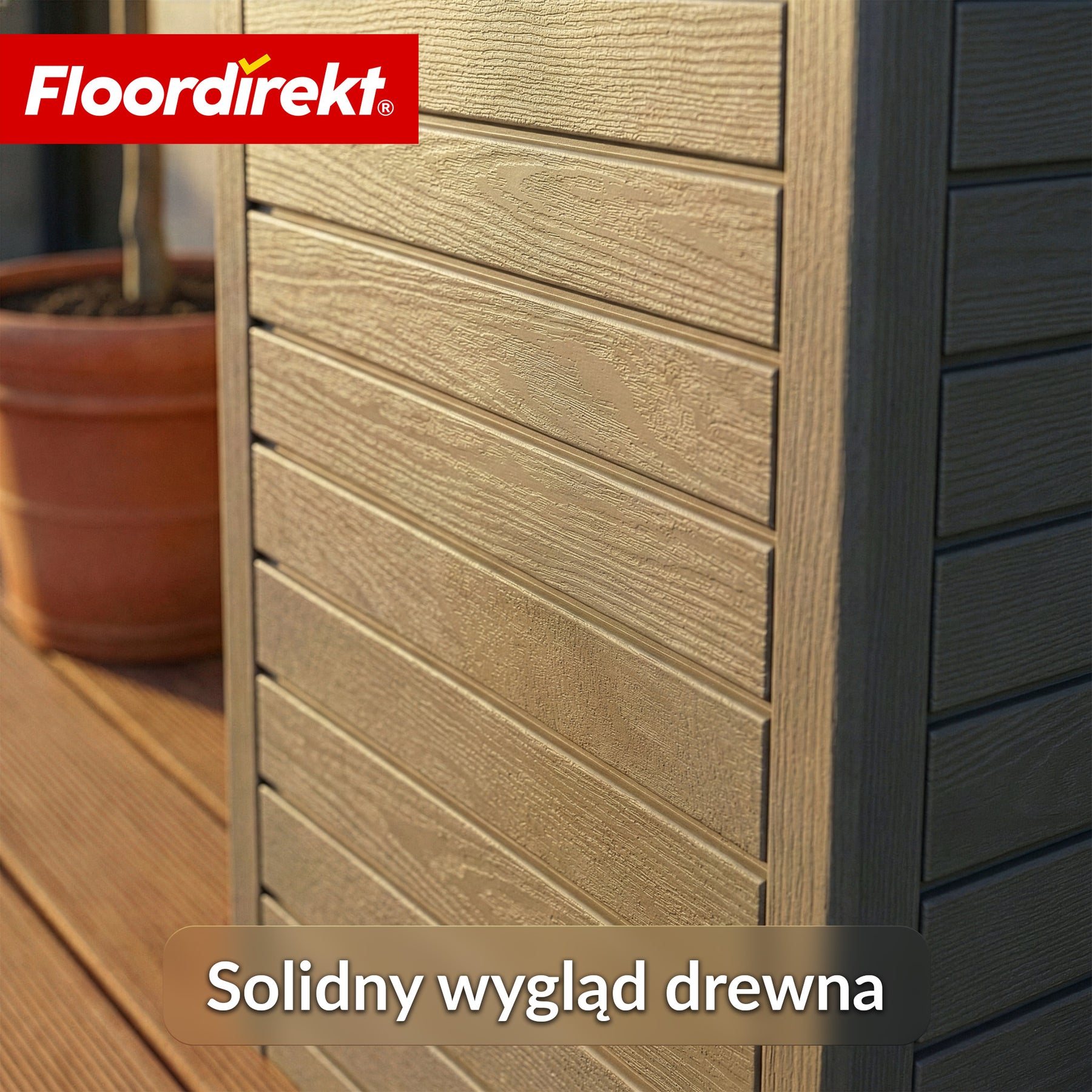 Kosz na śmieci ogrodowy w imitacji drewna | Odporne na warunki atmosferyczne pojemnik na odpady do ogrodu i na taras | 118L / 230L