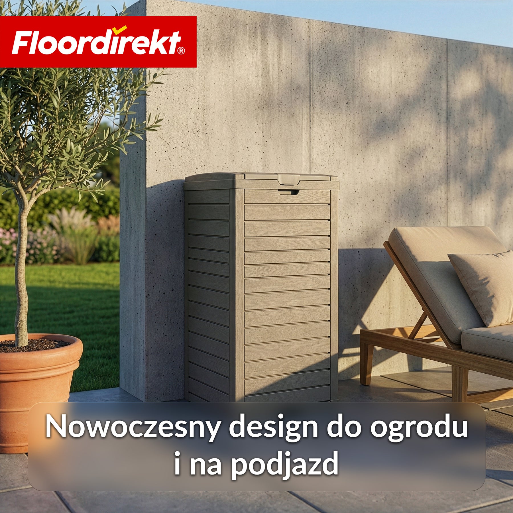 Kosz na śmieci ogrodowy w imitacji drewna | Odporne na warunki atmosferyczne pojemnik na odpady do ogrodu i na taras | 118L / 230L