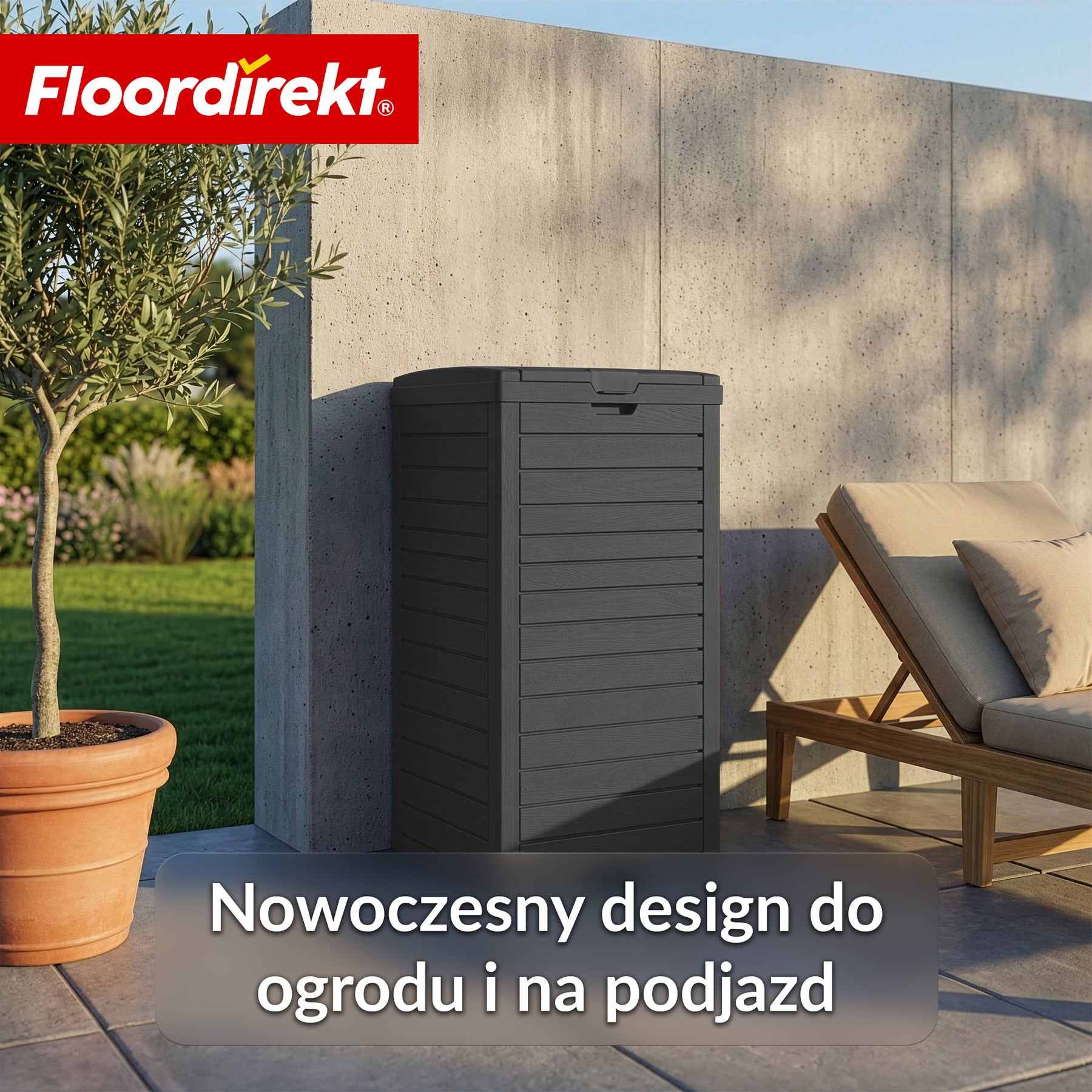Kosz na śmieci ogrodowy w imitacji drewna | Odporne na warunki atmosferyczne pojemnik na odpady do ogrodu i na taras | 118L / 230L