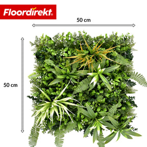 Ścianka roślinna | Fire Sky | Naturalny, bezobsługowy panel roślin sztucznych | Odporny na słońce i rozszerzalny dzięki systemowi klik | 50 × 50 cm