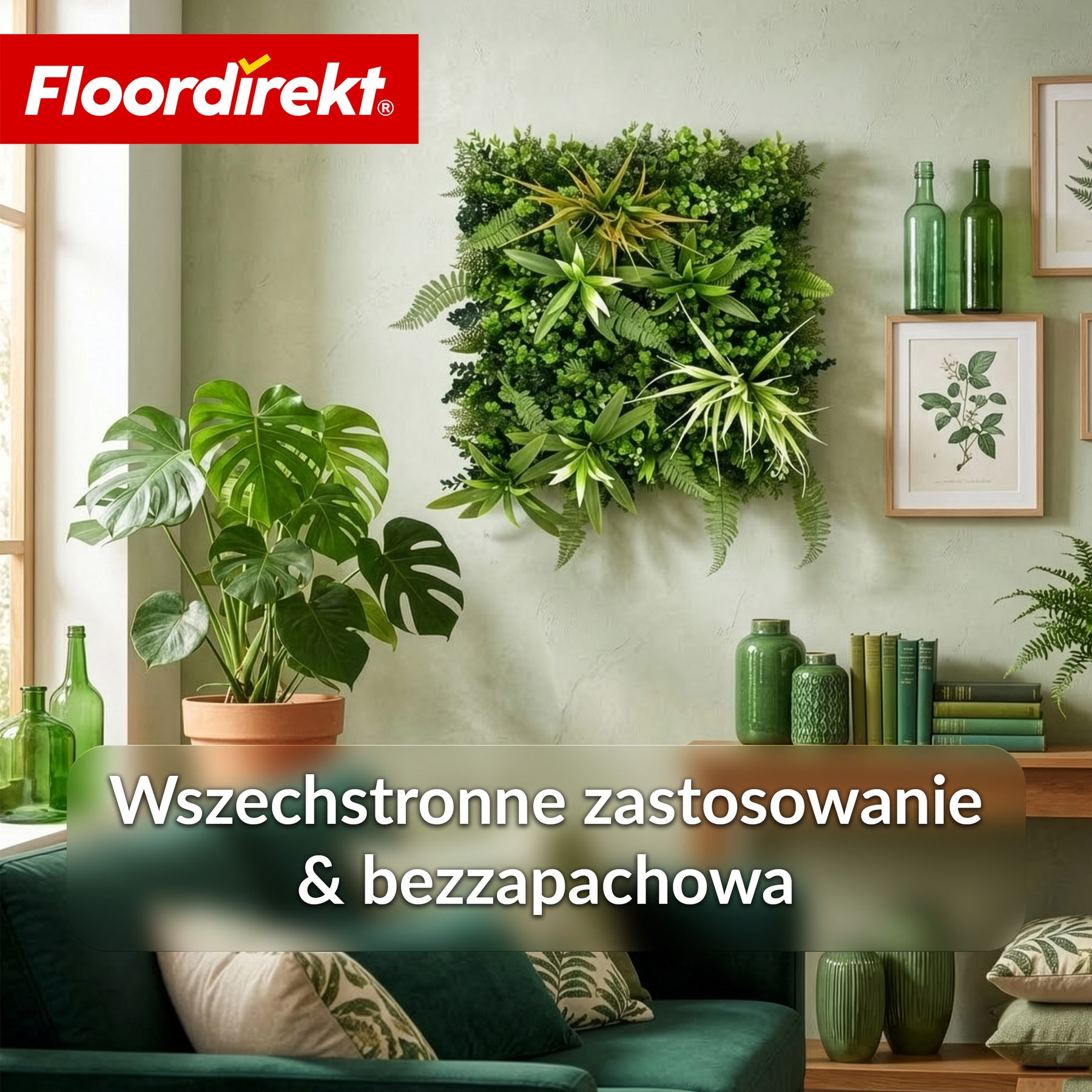 Ścianka roślinna | Fire Sky | Naturalny, bezobsługowy panel roślin sztucznych | Odporny na słońce i rozszerzalny dzięki systemowi klik | 50 × 50 cm