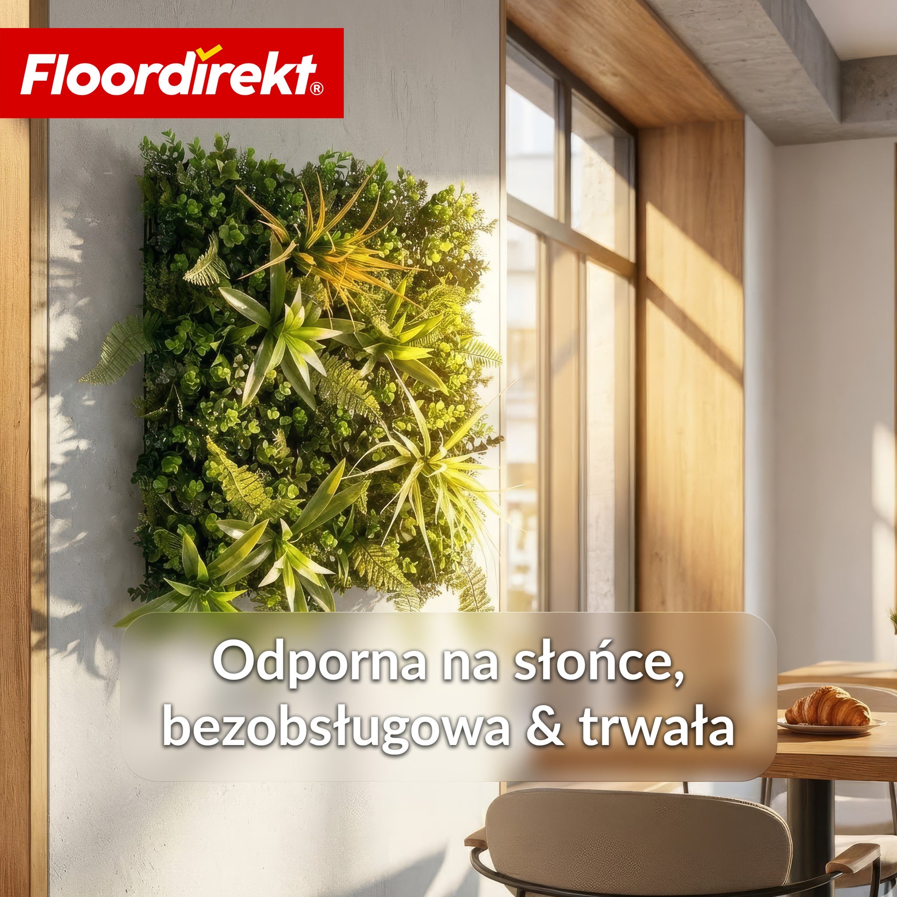 Ścianka roślinna | Fire Sky | Naturalny, bezobsługowy panel roślin sztucznych | Odporny na słońce i rozszerzalny dzięki systemowi klik | 50 × 50 cm