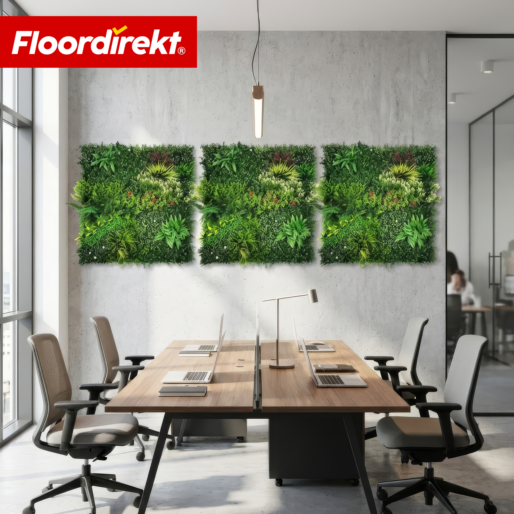 Ściana roślinna | Meadow | Naturalny panel z roślin sztucznych, odporny na słońce i bezobsługowy | Rozszerzalny system klik | 100 × 100 cm