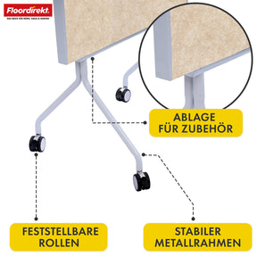 Mobilna tablica prezentacyjna | Giant | Dwustronna tablica filcowa 80 x 120 cm z blokowanymi kółkami i półką | Dostępna w kilku kolorach