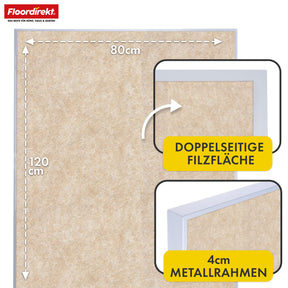 Mobilna tablica prezentacyjna | Giant | Dwustronna tablica filcowa 80 x 120 cm z blokowanymi kółkami i półką | Dostępna w kilku kolorach