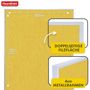 Mobilna tablica prezentacyjna | Giant | Dwustronna tablica filcowa 80 x 120 cm z blokowanymi kółkami i półką | Dostępna w kilku kolorach