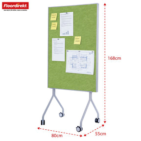 Mobilna tablica prezentacyjna | Giant | Dwustronna tablica filcowa 80 x 120 cm z blokowanymi kółkami i półką | Dostępna w kilku kolorach